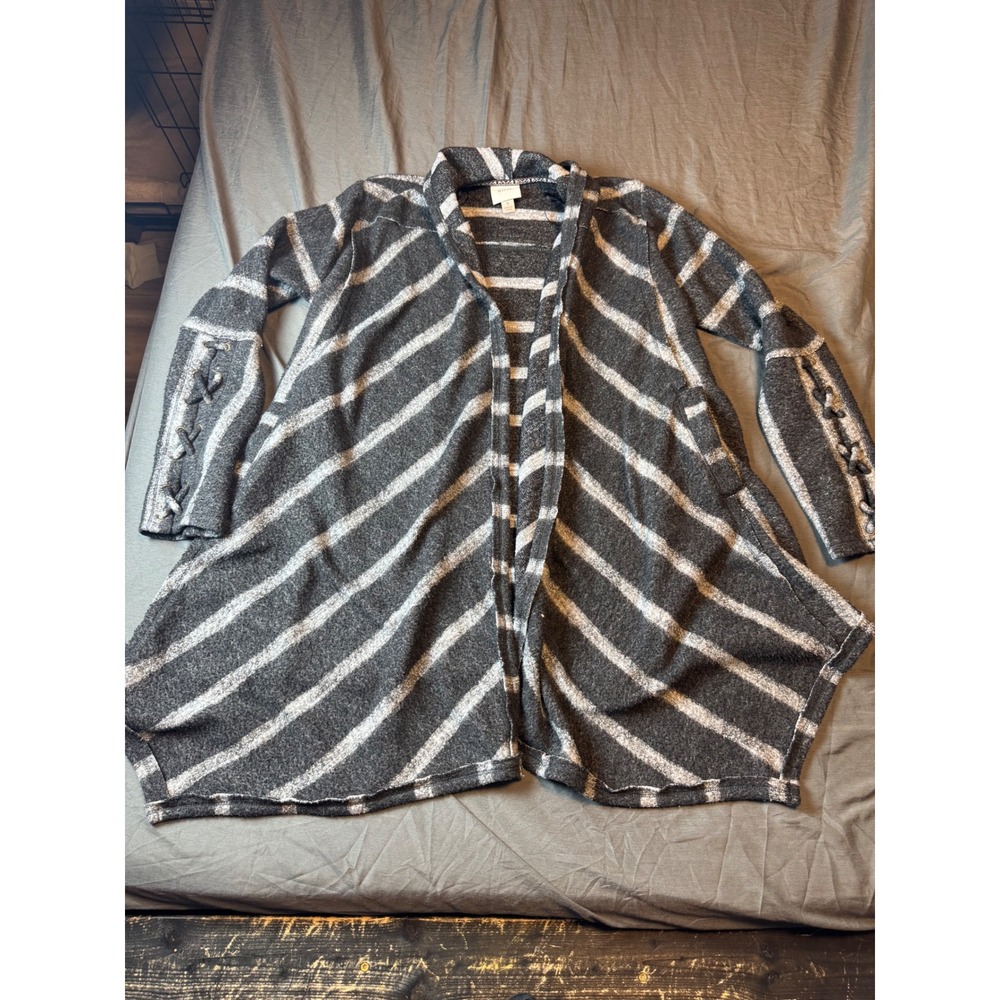 Knox Rose Women's Striped‎ Open Front Cardigan Sweater Size S